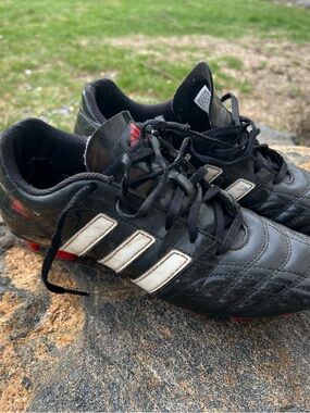 Adidas Youth Black Football Cleats with White Stripes